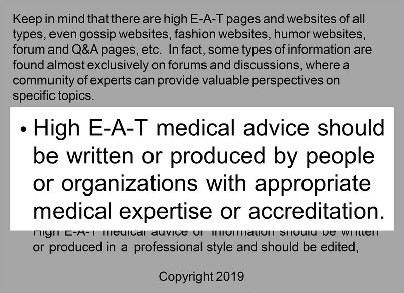 google guidelines on creating high EAT medical advice | ویرا